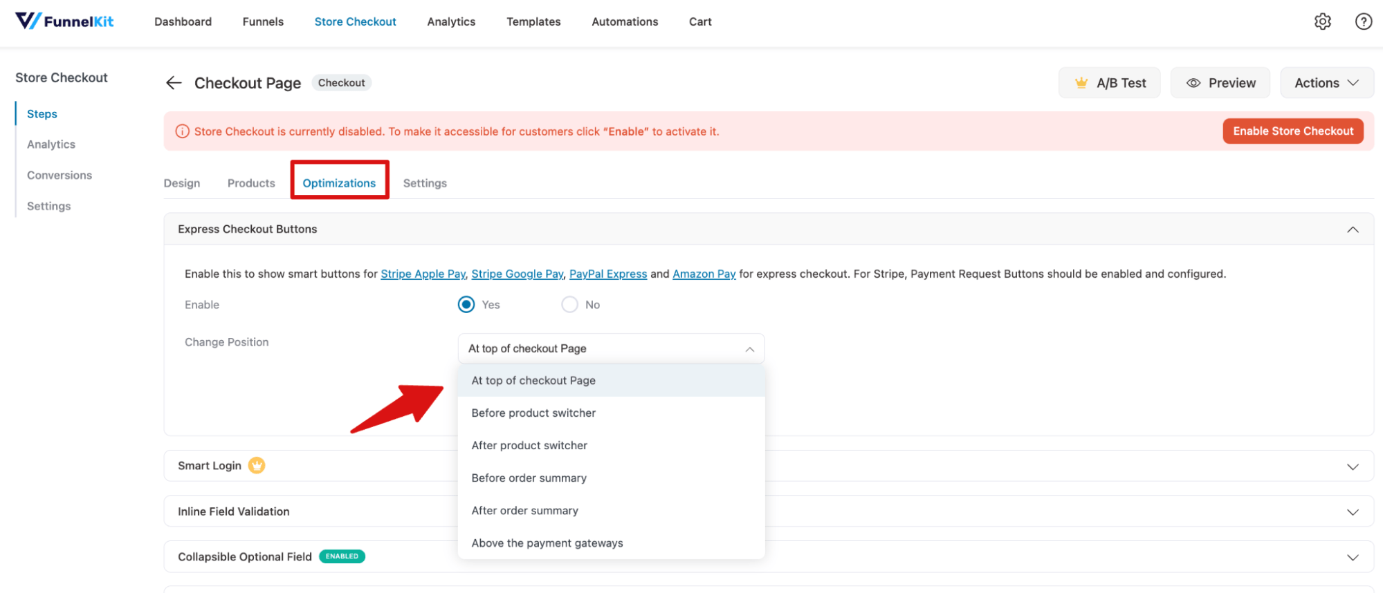 Optimize the checkout page for conversions 