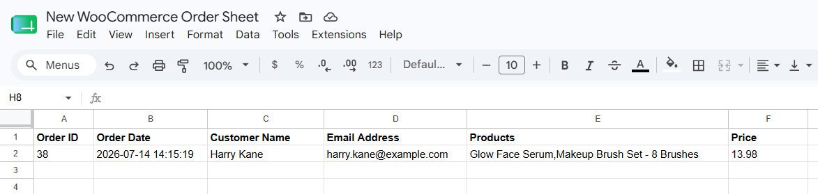 Click Test step to run the workflow. Orders should appear in your Google Sheet.