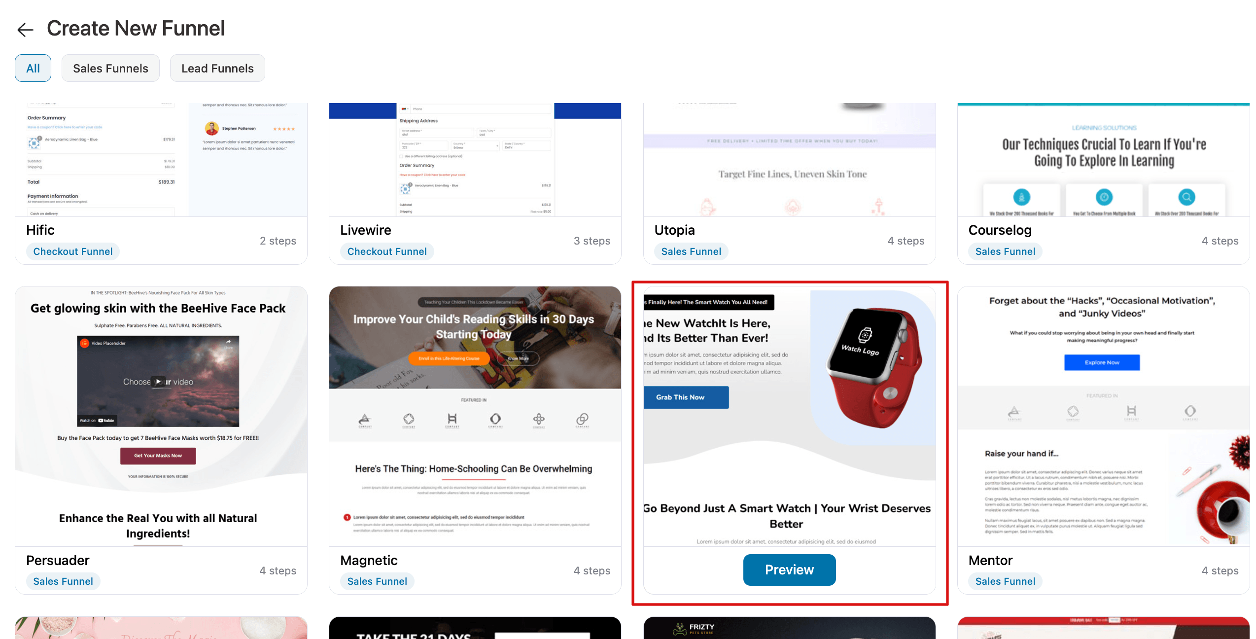Select presenter template to create wooCommerce landing page