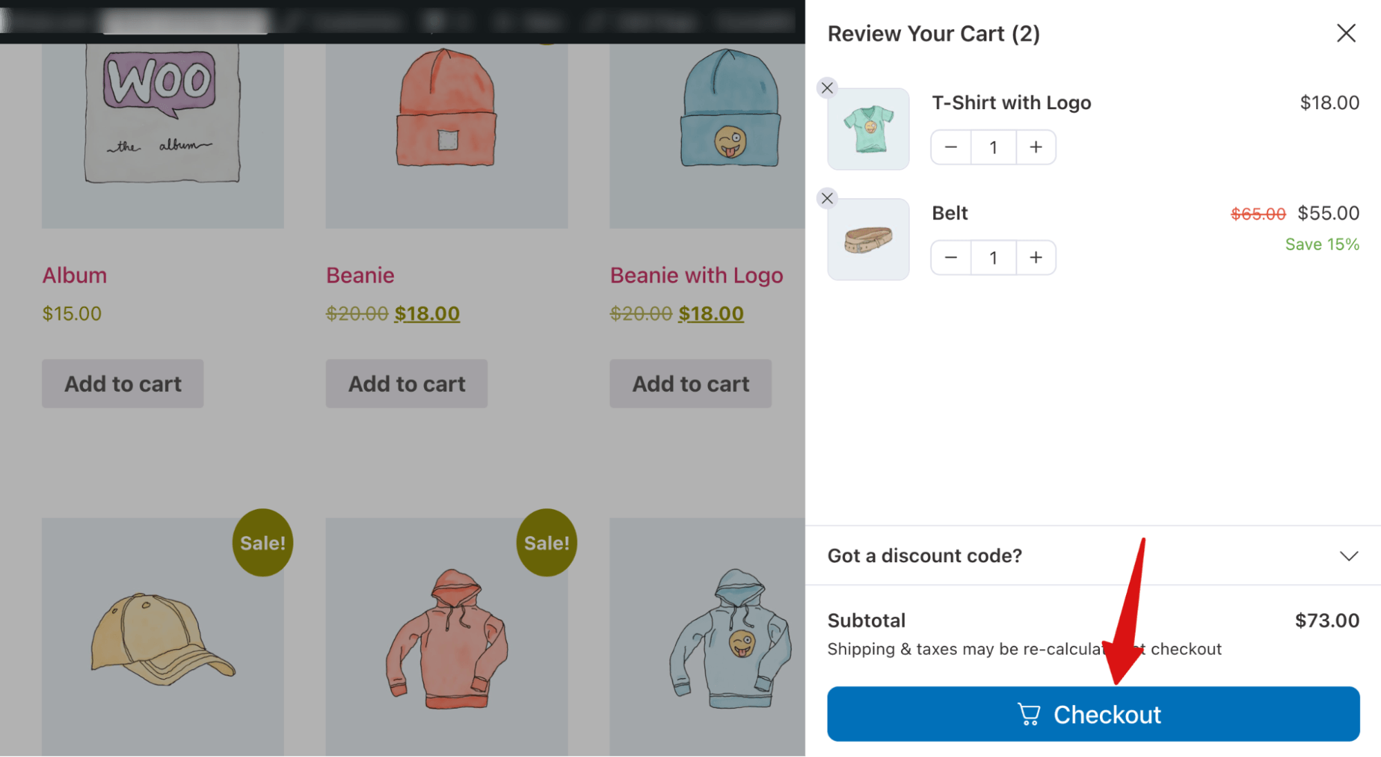 direct checkout from slide cart