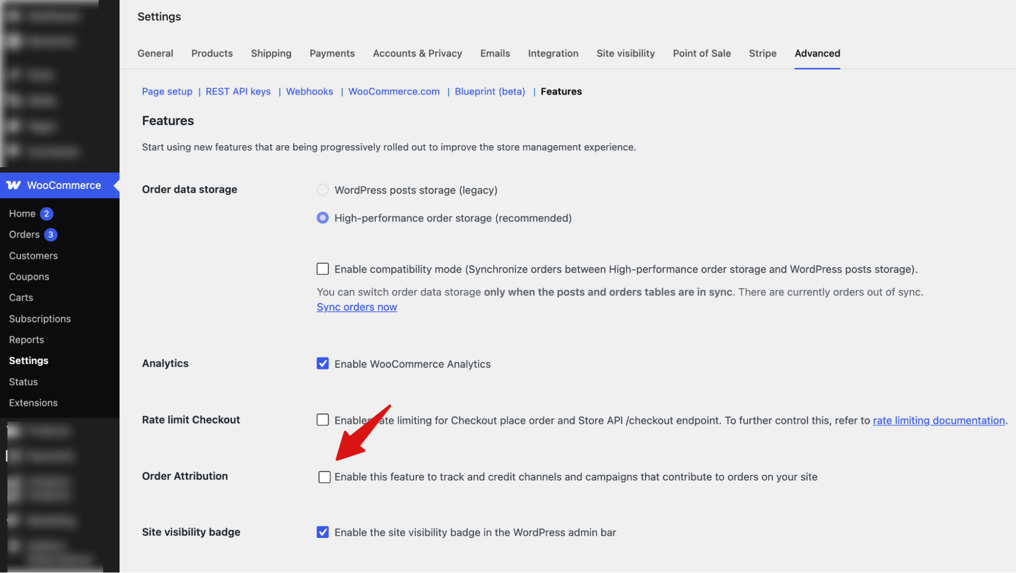 enable order attribution
