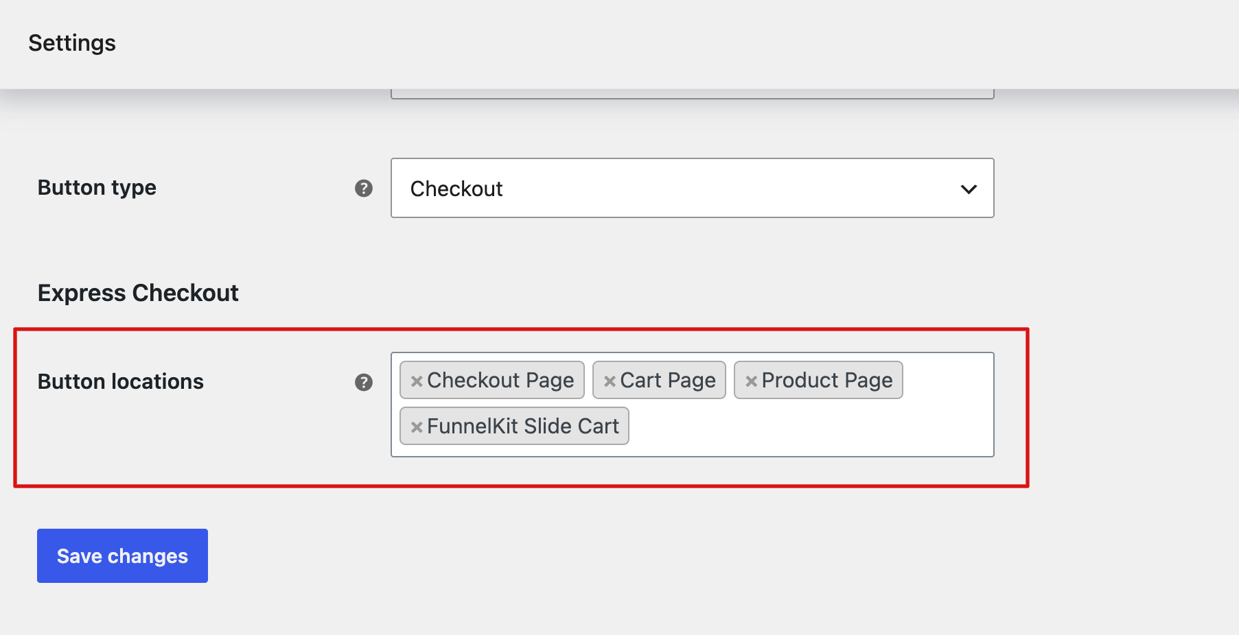 Google Pay express checkout display locations