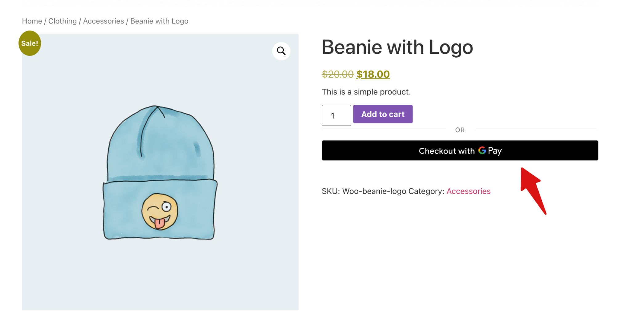 PayPal Google Pay button on product page