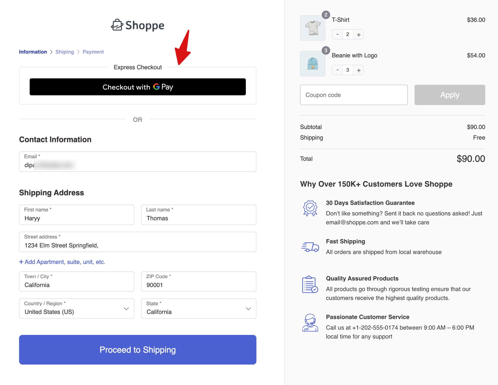 PayPal Google Pay button on checkout page
