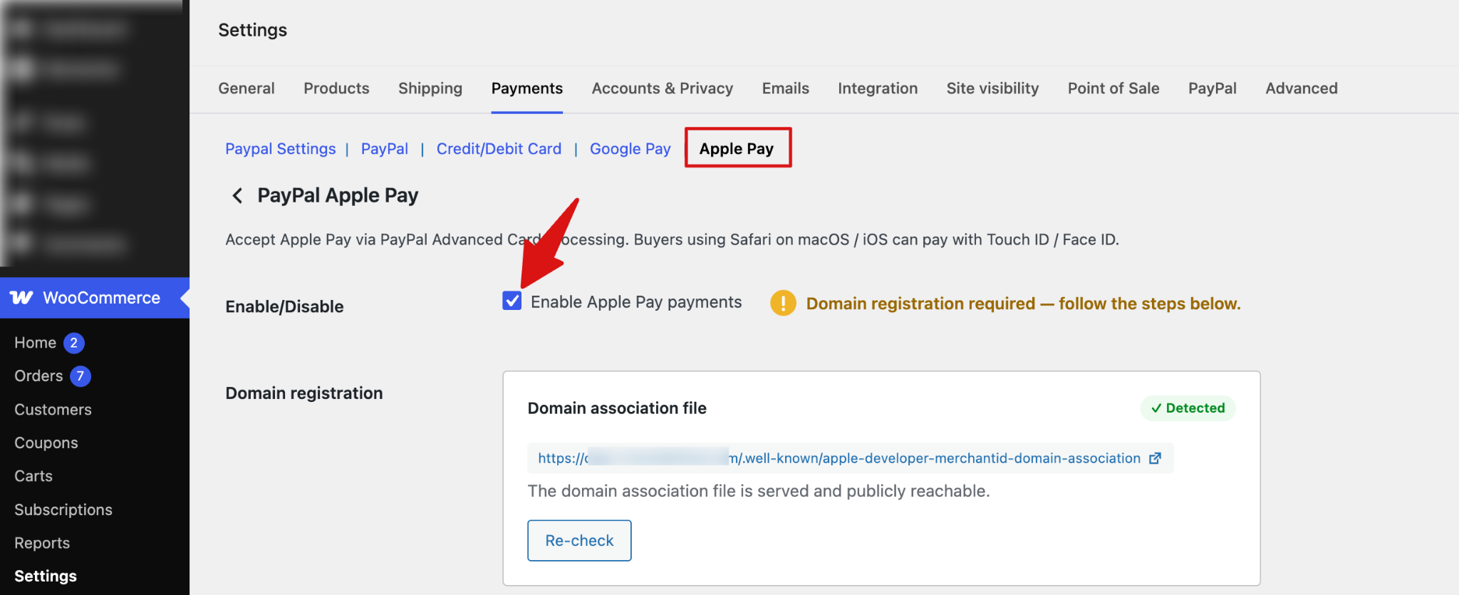 Enable Apple Pay through PayPal Advanced Card Processing