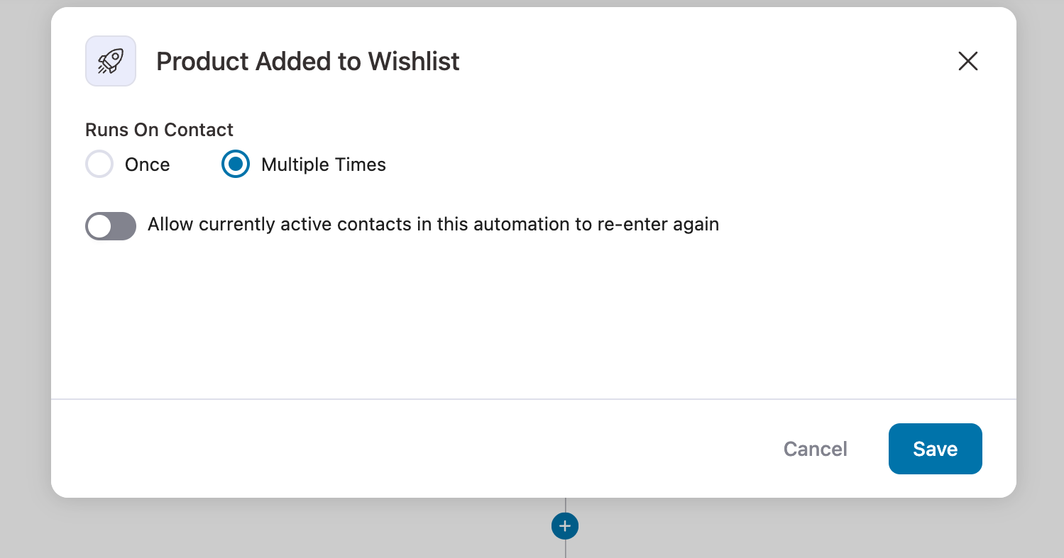 SaveTo Wishlist automation trigger settings in FunnelKit Automations