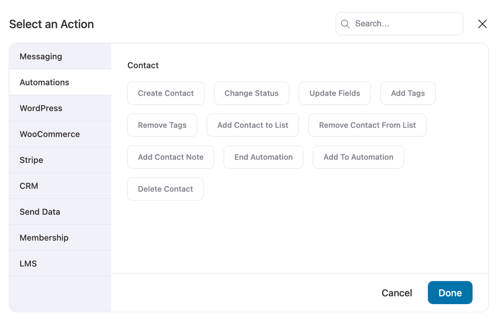 SaveTo Wishlist automation actions in FunnelKit Automations