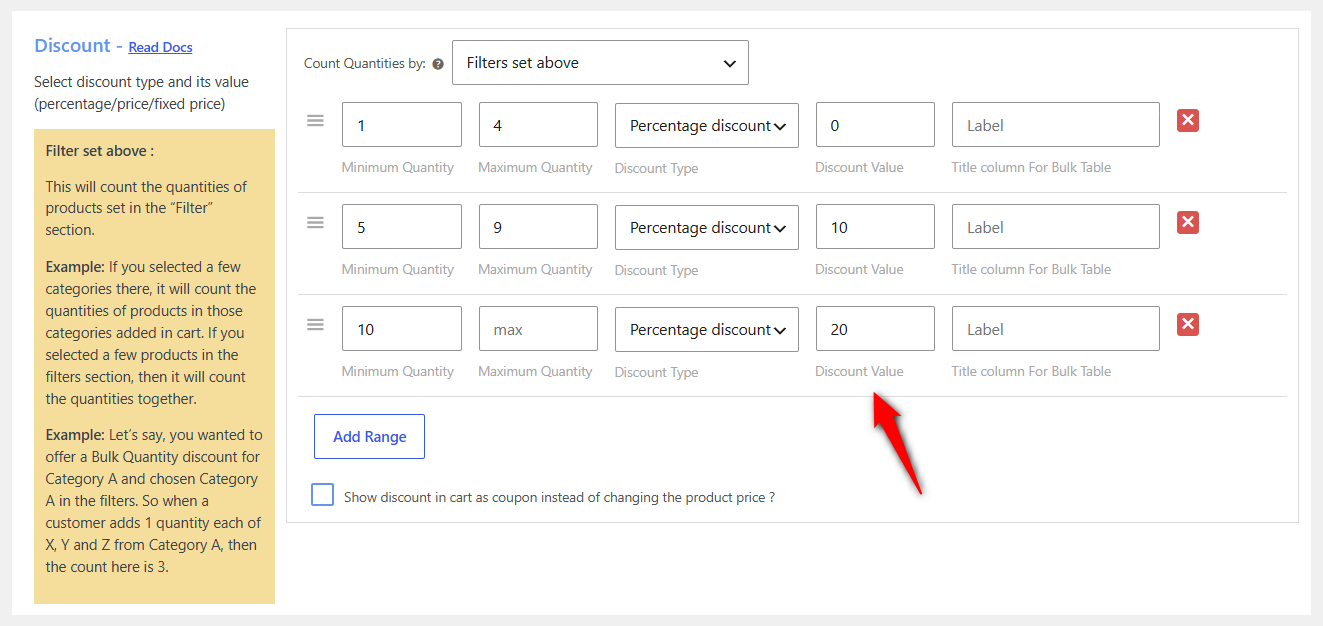 Add your quantity tiers
