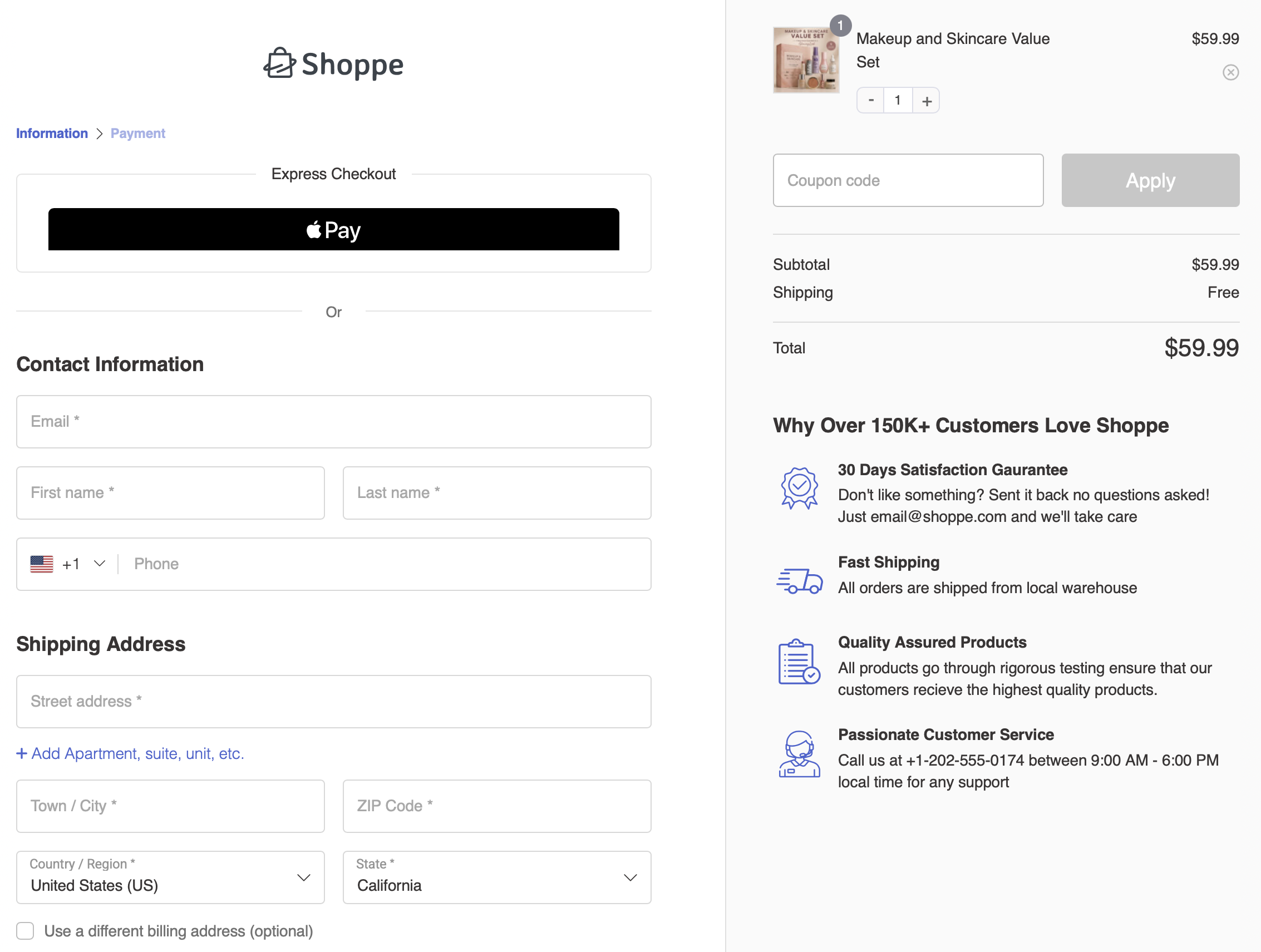 WooCommerce Apple pay express checkout button on the checkout page