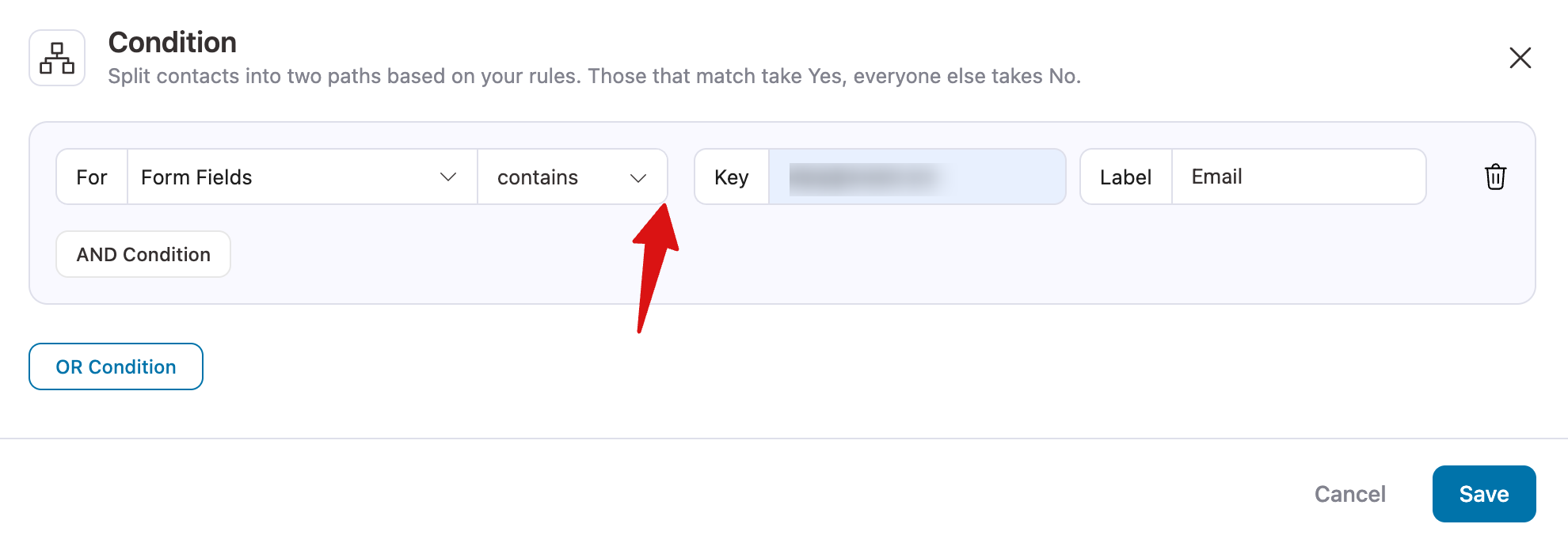 Add a Form Fields condition for SureForms