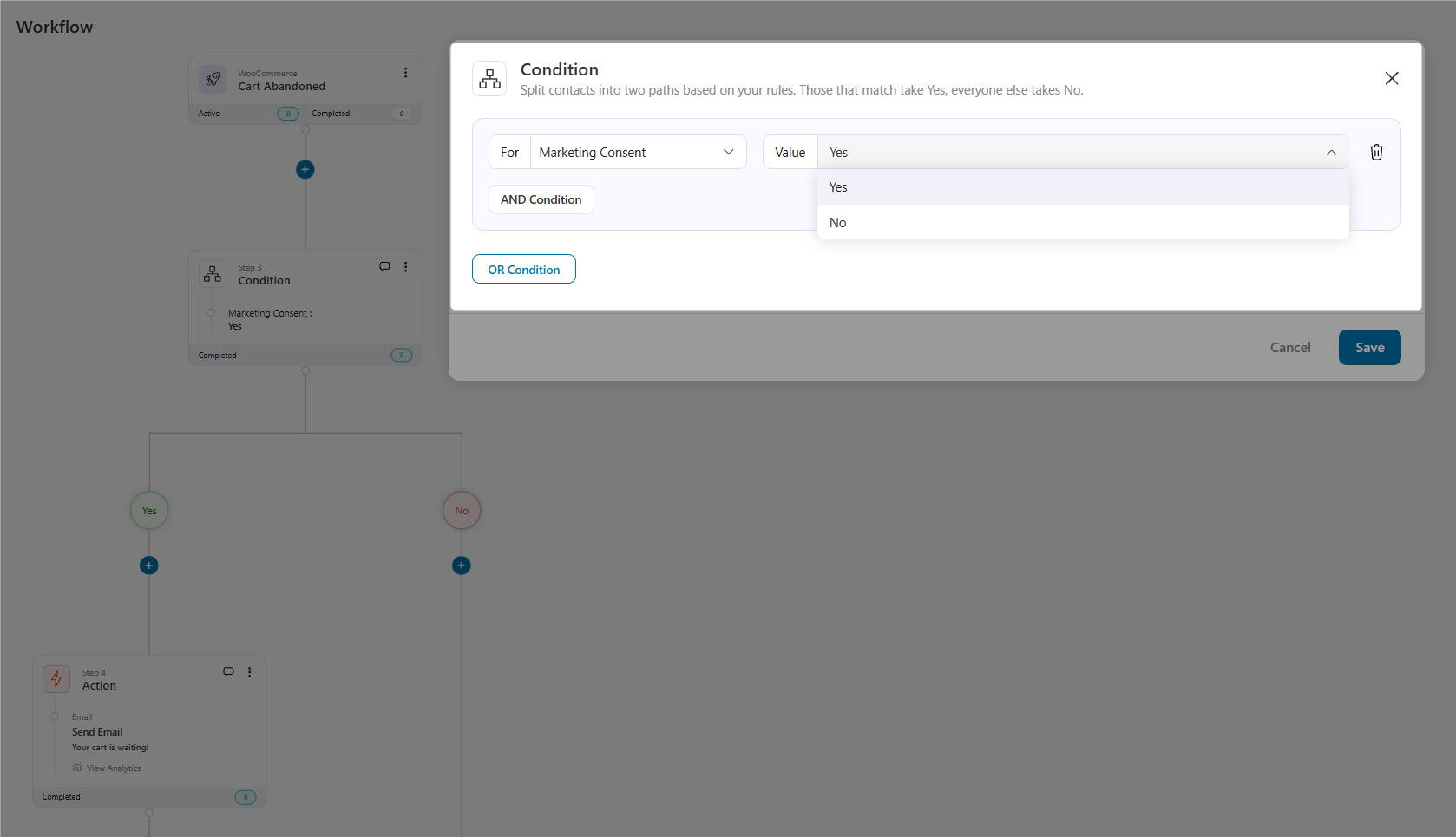 Marketing Consent Rule for Abandoned Cart Automations